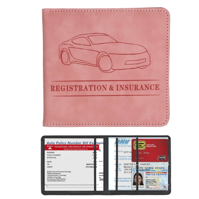 Men'S Card Holder, Car Registration Vehicle License Insurance Card Holder Wallet