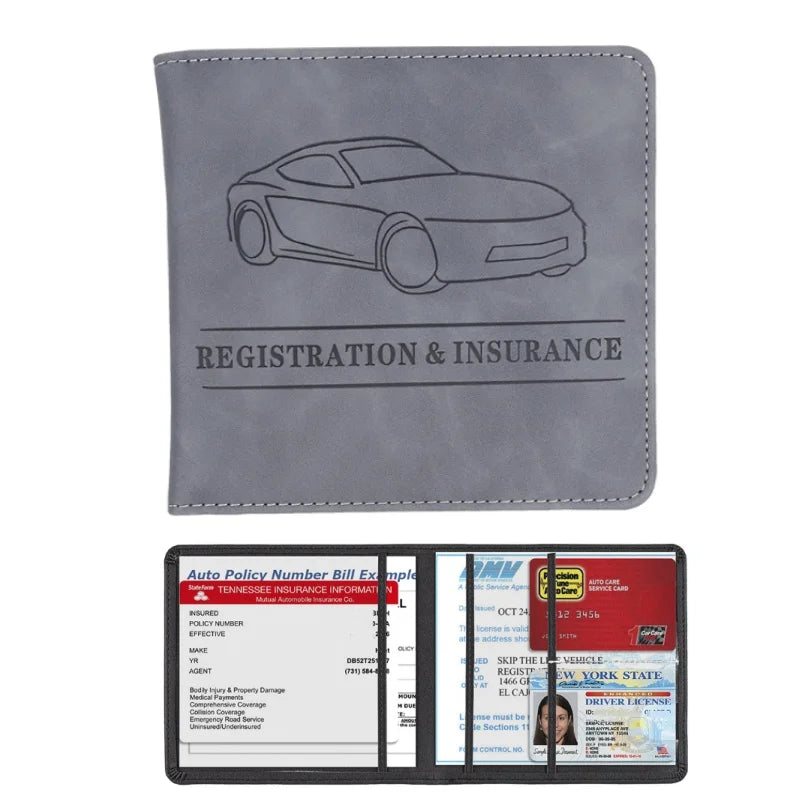 Men'S Card Holder, Car Registration Vehicle License Insurance Card Holder Wallet